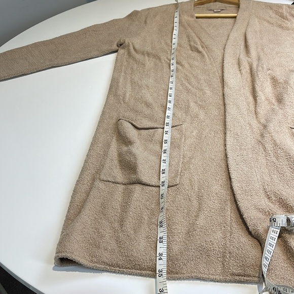 Barefoot Dreams CozyChic Lite OPEN FRONT CARDIGAN Sweater in Beige Size Medium - Picture 9 of 9